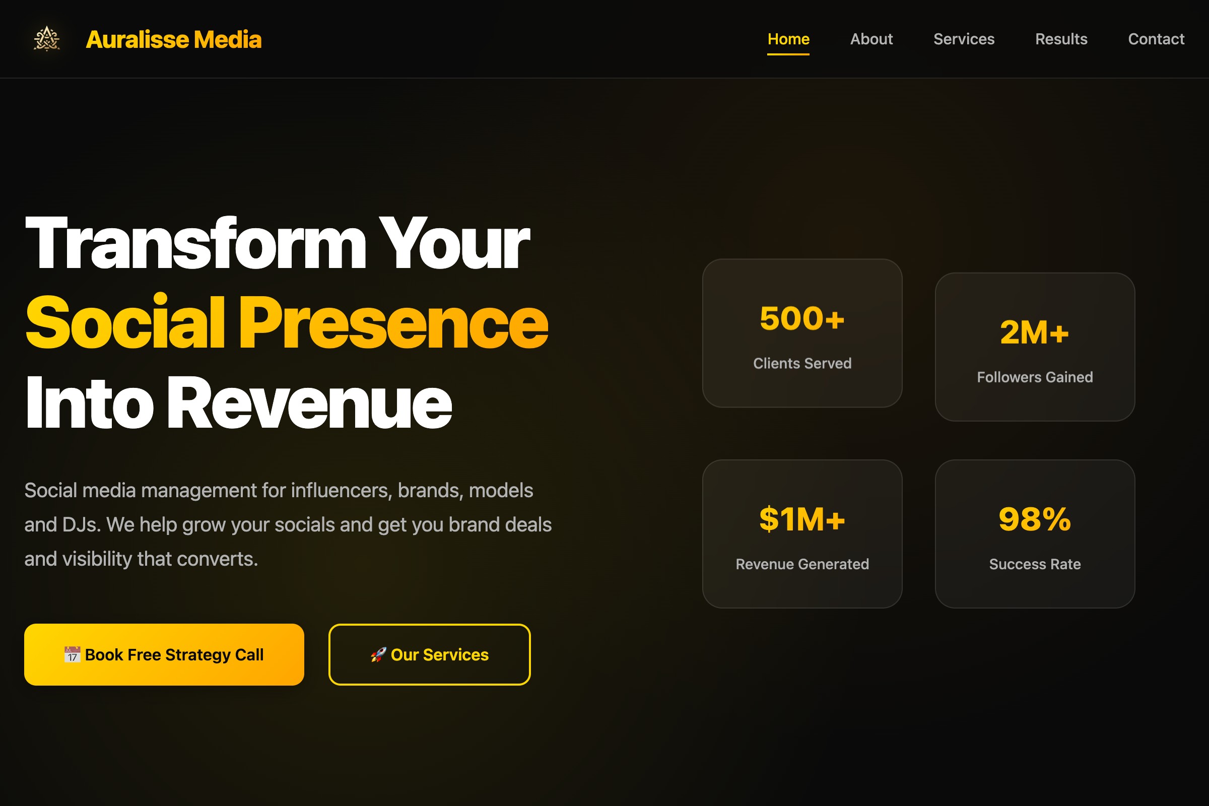 Auralisse Media Website Design