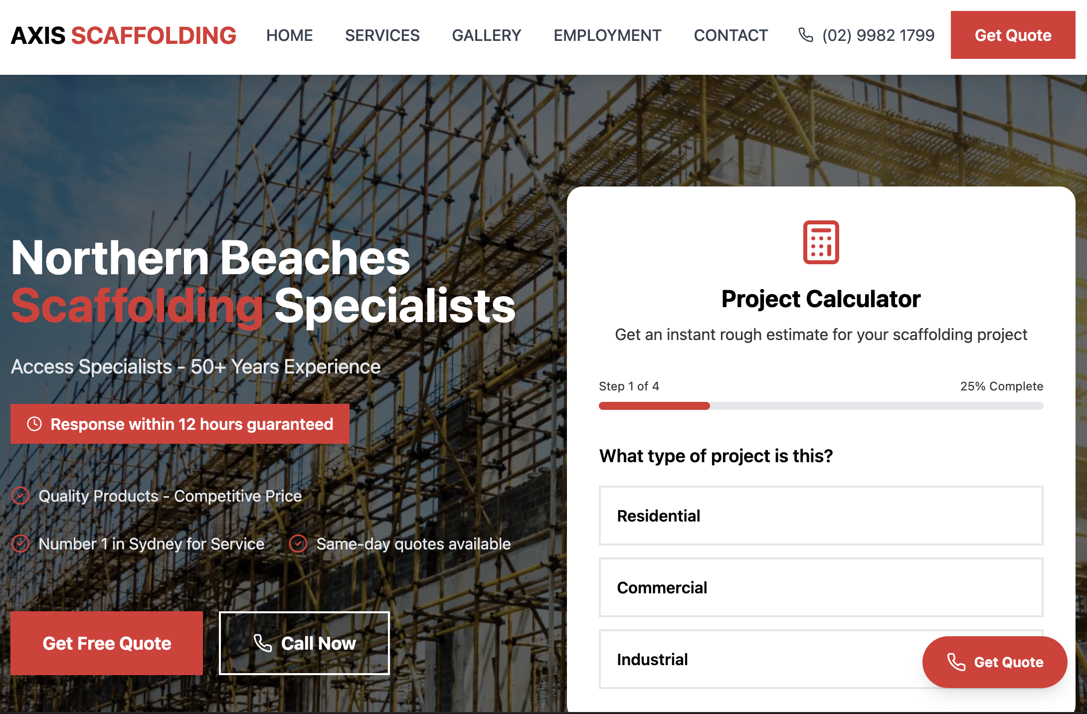 Axis Scaffolding Website Design - Professional Scaffolding Services website by Studio Charles