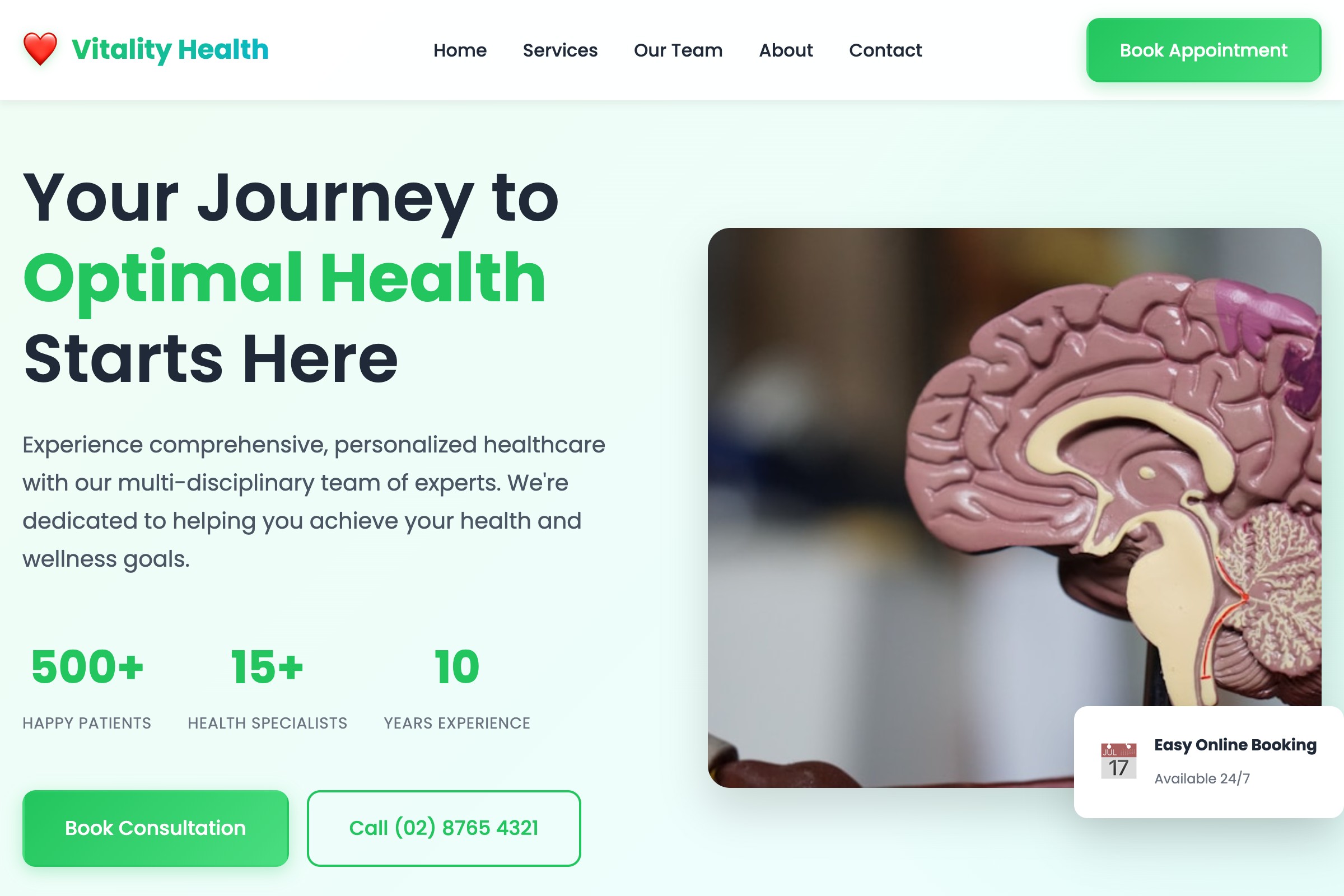 Vitality Health Center Website Preview